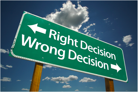 right or wrong decision sign