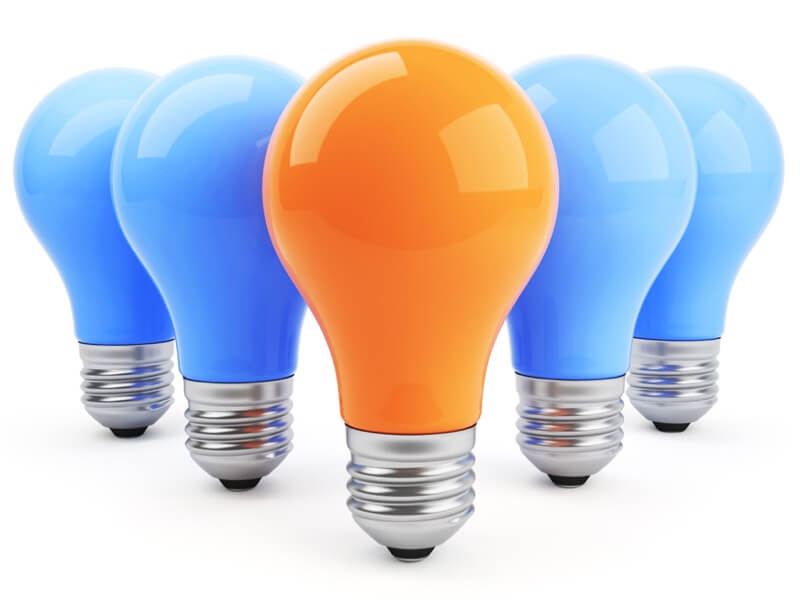 one light bulb different from the rest